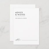 Carte Conseil Mariage élégant minimaliste moderne noir & blanc (Devant / Derrière)