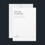Carte Conseil Mariage élégant minimaliste moderne noir & blanc<br><div class="desc">Confiez des voeux intemporels avec cette carte de conseil minimaliste moderne en noir et blanc mariage. Inspiré par des lignes épurées et une simplicité sophistiquée, ce design permet à vos invités de partager leurs conseils sincères pour le couple heureux d'une manière qui complète votre thème de mariage élégant. La palette...</div>