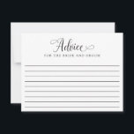 Carte conseil Mariage élégant Script minimal moder<br><div class="desc">Conseil pour la carte Bride et Groom - mariage noir et blanc élégant et minimal.</div>