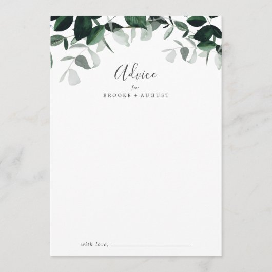 Carte Conseil Mariage Emerald Greenery (Devant)