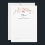 Carte Conseil Mariage en fleurs de cerisier printemps<br><div class="desc">Cette carte de conseil mariage en fleurs de cerisier printemps est parfaite pour un mariage moderne et peut être utilisé pour n'importe quel événement. Le design oriental floral présente une branche de cerisier couleur rose vif blanc et des feuilles verts au style japonais élégant. Ces cartes de conseil peuvent être...</div>