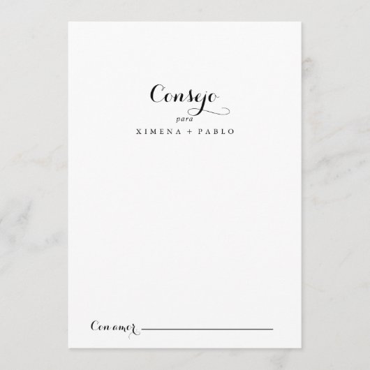 Carte Conseil Mariage espagnol (Devant)