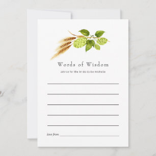 Carte Conseil Mariage Fête de Fiançailles Bière Willow Verdure O