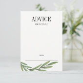 Carte conseil Mariage Feuille Watercolor Green (Debout devant)