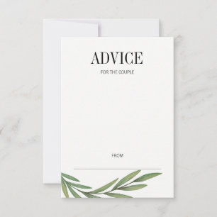 Carte conseil Mariage Feuille Watercolor Green
