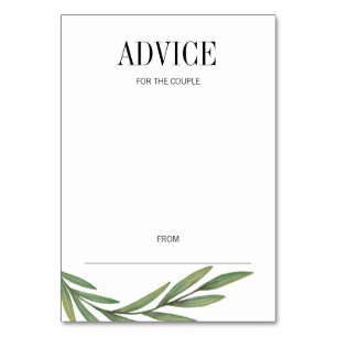 Carte conseil Mariage Feuille Watercolor Green