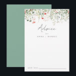 Carte Conseil Mariage fleur sauvage<br><div class="desc">Ce design présente une rangée de fleurs sauvages d'aquarelle délicats. Parfait pour les mariages extérieurs élégants.</div>