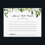 Carte conseil Mariage fleurie d'automne blanc vert<br><div class="desc">Cette carte de conseil aux fleurs d'automne blanc et verdoyant est parfaite pour un mariage rustique. Le design est doté d'élégantes pivoines blanches aquarelles avec feuillage vert. Ces cartes sont parfaites pour un mariage, une douche nuptiale, un baby shower, une fête de remise de diplômes et plus encore. Personnalisez les...</div>
