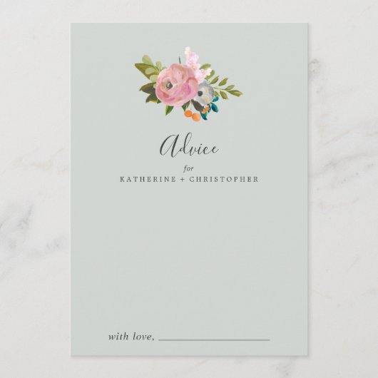 Carte Conseil Mariage floral peint (Devant)