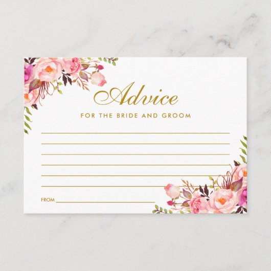 Carte conseil Mariage Floral Rose Blush Gold (Devant)