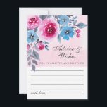 Carte Conseil Mariage Floral Rose Et Bleu Moderne<br><div class="desc">Carte de conseil et de souhaits mariage romantique et moderne avec une aquarelle fleurie sur un arrière - plan rose clair.</div>