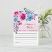 Carte Conseil Mariage Floral Rose Et Bleu Moderne (Debout devant)