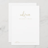 Carte conseil Mariage Gold Love Script (Devant / Derrière)