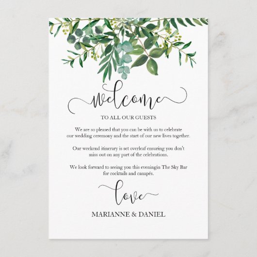 Carte Conseil Mariage Invité Itinéraire Verdure Illustré (Dos)