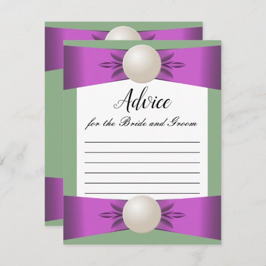 Carte conseil Mariage Lilac & Sage Pearl Ribbon (Devant / Derrière)