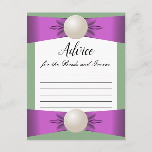 Carte conseil Mariage Lilac & Sage Pearl Ribbon (Devant)