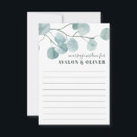 Carte Conseil Mariage Mariage d'Eucalyptus en argent<br><div class="desc">Ce joli design terreux présente une image de branches délicates d'eucalyptus en argent et a été créé pour coordonner avec notre Silver Dollar Eucalyptus Mariage Stationery Suite.</div>