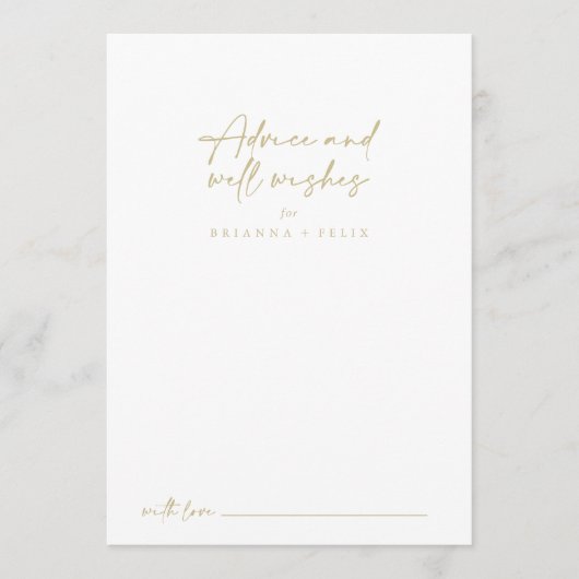 Carte Conseil Mariage Or moderne élégant (Devant)