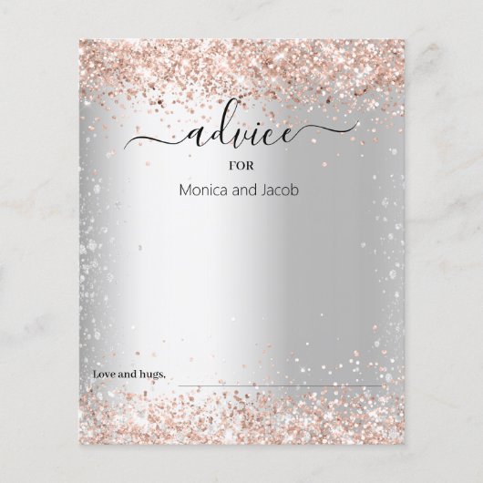 Carte conseil mariage rose en or argent (Devant)
