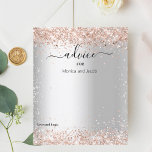 Carte conseil mariage rose en or argent<br><div class="desc">Un arrière - plan faux argenté. Décoré de confettis d'or rose. Personnalisez et ajoutez vos noms. 1 feuille = 1 carte conseil imprimé bord à bord.</div>