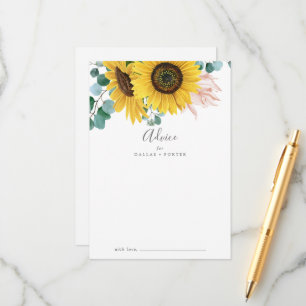 Carte Conseil Mariage rustique de tournesol Eucalyptus