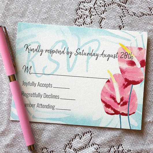 Carte Conseil Mariage Tropical Rose Turquoise RSVP