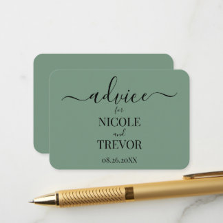 Carte Conseil Mariage Vert Minimaliste Personnalisé