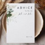 Carte conseil Mariage verte et feuille d'or<br><div class="desc">Nous avons conçu cette carte de conseil en mariage de verdure et de feuilles d'or pour compléter votre simple mais élégante mariage boho. Il présente des feuilles modernes d'eucalyptus vert et blanc, du feuillage de fougères, une fleur succulente et un minimum de feuilles de feuille d'or. Ces éléments donnent l'impression...</div>