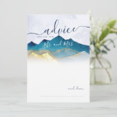 Carte conseil Mariage Watercolor Blue Gold Mountai (Debout devant)