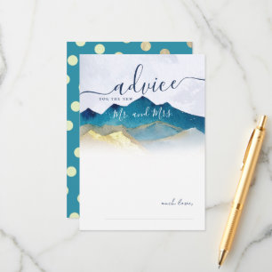 Carte conseil Mariage Watercolor Blue Gold Mountai