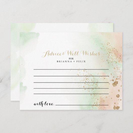 Carte conseil Mariage Watercolor Gold Confetti (Devant / Derrière)