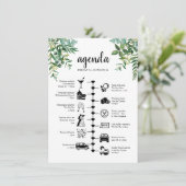 Carte Conseil Mariage Week-end vert Agenda des invités (Debout devant)