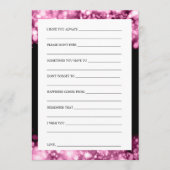 Carte Conseil Mariages Souhaits Lumières Étincelantes Rose (Devant)