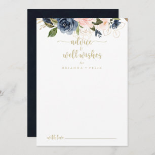 Carte Conseil Marine Blush Floral Mariage or bien souhaits