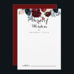 Carte Conseil Marine rose de Bourgogne Paroles Mariages florales<br><div class="desc">Cette carte de conseil de sagesse aux mots mariages de marine rose bordeaux est parfaite pour un mariage rustique. Le design se compose de pivoines roses, rousses, navales, bleues et bordeaux, de roses au feuillage vert soigneusement assemblés en bouquets élégants. Ces cartes sont parfaites pour un mariage, une douche nuptiale,...</div>