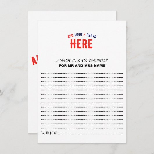 CARTE CONSEIL MARQUE BLANCHE MODERNE ET PERSONNALISABLE VÉRIFIÉE (Devant / Derrière)