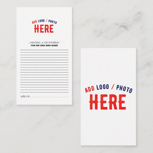 CARTE CONSEIL MARQUE BLANCHE MODERNE ET PERSONNALISABLE VÉRIFIÉE (Devant / Derrière)