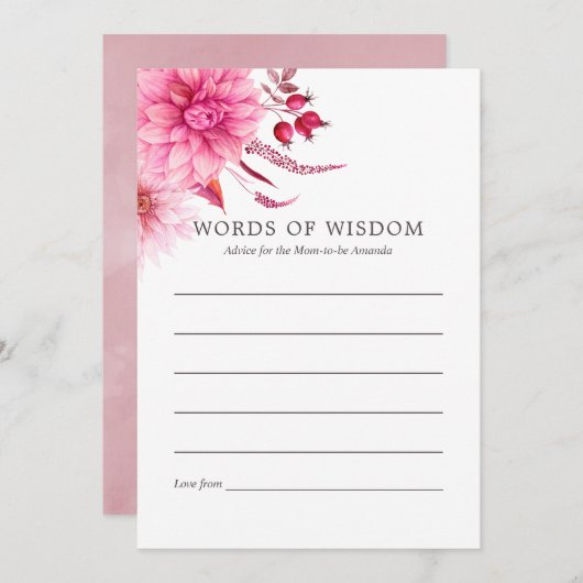 Carte Conseil Marsala - Bourgogne & Blush Automne Automne Automn (Devant / Derrière)