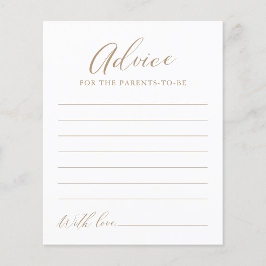 Carte conseil minimaliste de Baby shower de callig (Devant)