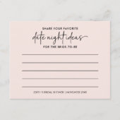 Carte Conseil Moderne Script blush Date Nuit Idées douche nuptia (Devant)