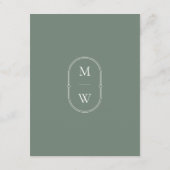 Carte Conseil Monogramme minimaliste Mariage vert (Dos)