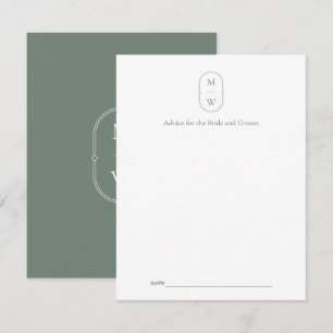 Carte Conseil Monogramme minimaliste Mariage vert