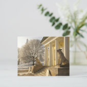 Carte Conseil Moscou. Hiver. sculpture de lions. (Debout devant)