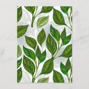 Carte Conseil Motif sans couture avec Feuilles de thé vert