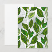 Carte Conseil Motif sans couture avec Feuilles de thé vert (Devant / Derrière)