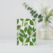 Carte Conseil Motif sans couture avec Feuilles de thé vert (Debout devant)