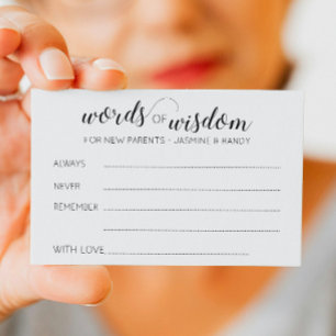 Carte Conseil Mots de sagesse Baby shower de nouveaux parents Co