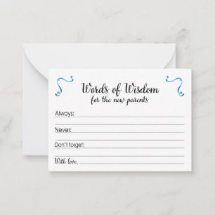 Carte Conseil Mots de sagesse Baby shower des nouveaux parents