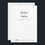 Carte Conseil Mots Mariages modernes de sagesse<br><div class="desc">Cette carte de conseil moderne et mariage est parfaite pour un mariage rustique. Le design sobre et élégant présente une typographie de script classique et sophistiquée en noir et blanc. Ces cartes sont parfaites pour un mariage, une douche nuptiale, un baby shower, une fête de remise de diplômes et plus...</div>