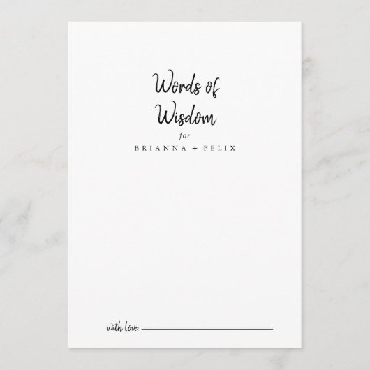 Carte Conseil Mots Mariages modernes de sagesse (Devant)